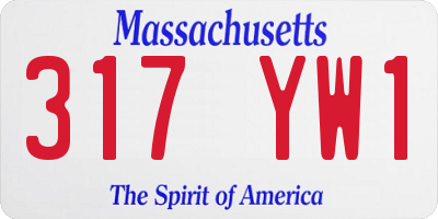 MA license plate 317YW1