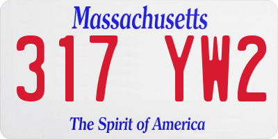 MA license plate 317YW2