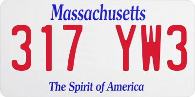 MA license plate 317YW3