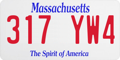 MA license plate 317YW4