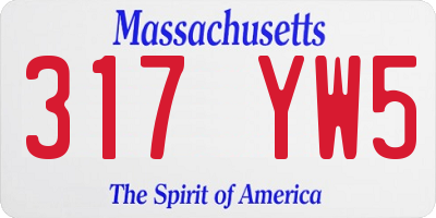 MA license plate 317YW5