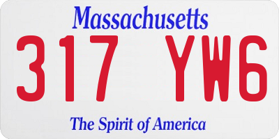 MA license plate 317YW6