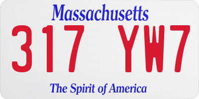 MA license plate 317YW7