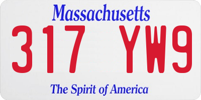 MA license plate 317YW9