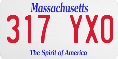 MA license plate 317YX0