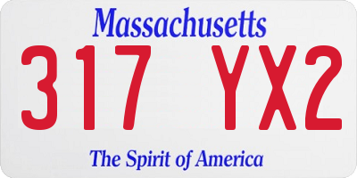 MA license plate 317YX2