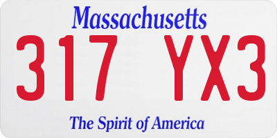 MA license plate 317YX3