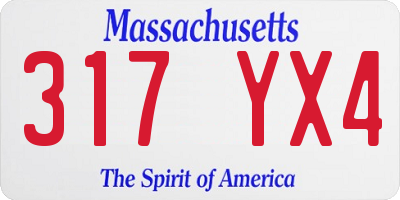 MA license plate 317YX4