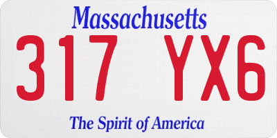 MA license plate 317YX6