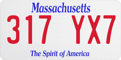 MA license plate 317YX7