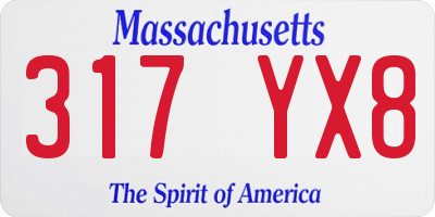 MA license plate 317YX8