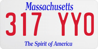 MA license plate 317YY0