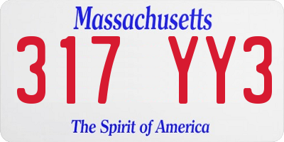 MA license plate 317YY3