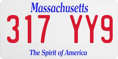 MA license plate 317YY9
