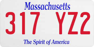 MA license plate 317YZ2