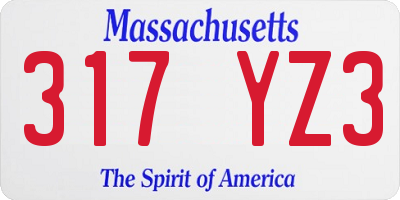 MA license plate 317YZ3