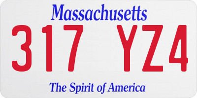 MA license plate 317YZ4