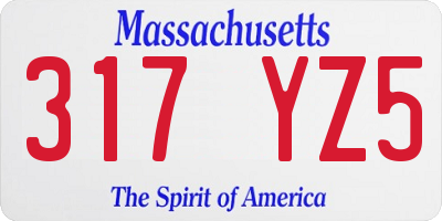 MA license plate 317YZ5