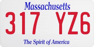 MA license plate 317YZ6