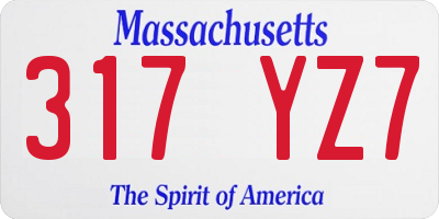 MA license plate 317YZ7