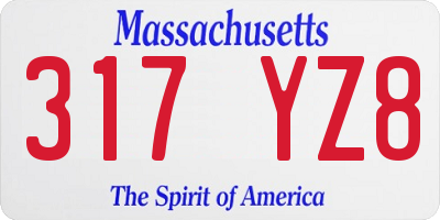 MA license plate 317YZ8