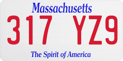 MA license plate 317YZ9