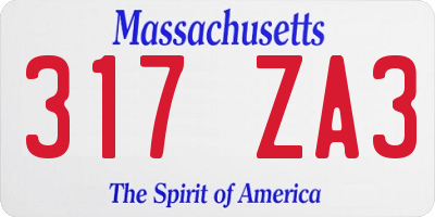 MA license plate 317ZA3