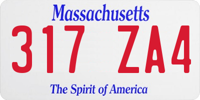 MA license plate 317ZA4