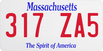 MA license plate 317ZA5