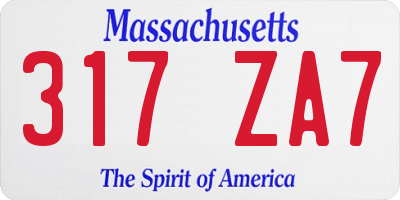 MA license plate 317ZA7