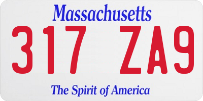 MA license plate 317ZA9