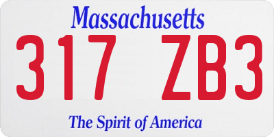 MA license plate 317ZB3