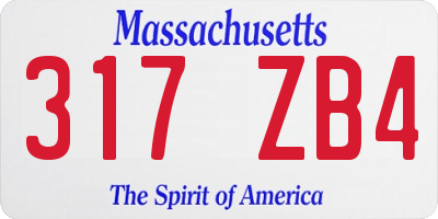MA license plate 317ZB4