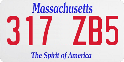 MA license plate 317ZB5