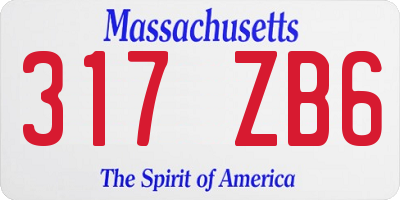 MA license plate 317ZB6
