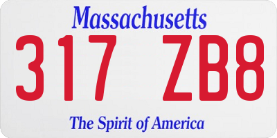 MA license plate 317ZB8