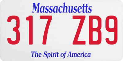 MA license plate 317ZB9