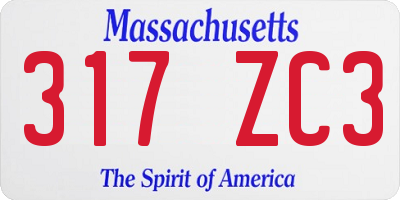 MA license plate 317ZC3