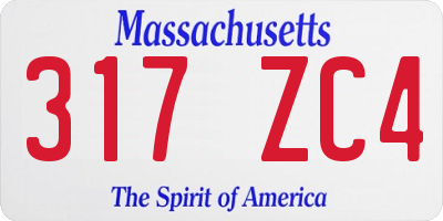 MA license plate 317ZC4