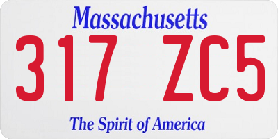 MA license plate 317ZC5
