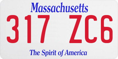 MA license plate 317ZC6