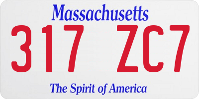 MA license plate 317ZC7