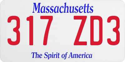 MA license plate 317ZD3