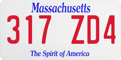 MA license plate 317ZD4