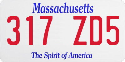 MA license plate 317ZD5
