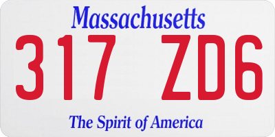 MA license plate 317ZD6