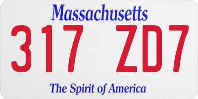 MA license plate 317ZD7