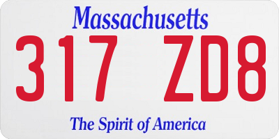 MA license plate 317ZD8