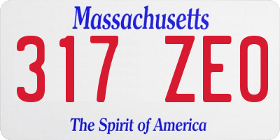 MA license plate 317ZE0