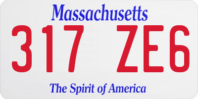 MA license plate 317ZE6